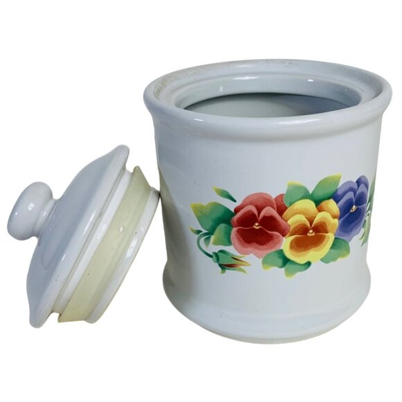 Corning Small Canister Summer Blush Floral Corning Ceramic Coffee Jar Lid VTG - Picture 4 of 14
